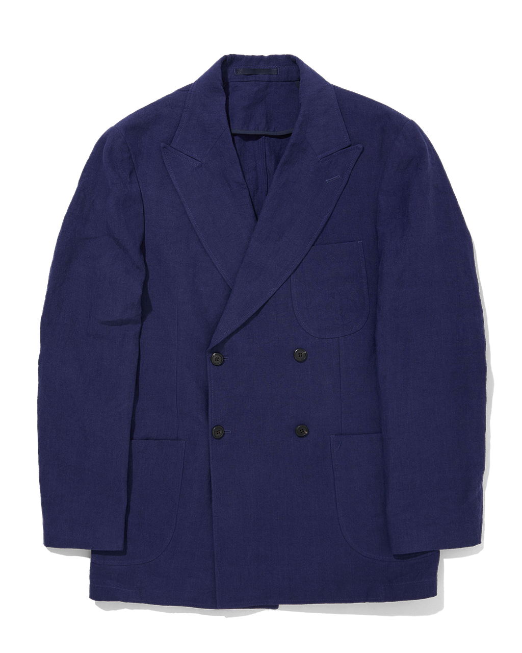 Laundered Linen DB Suit Jacket Navy Blue