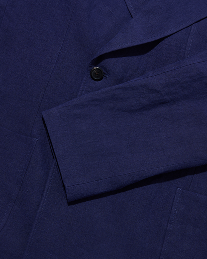 Laundered Linen Double Breasted Suit Navy Blue