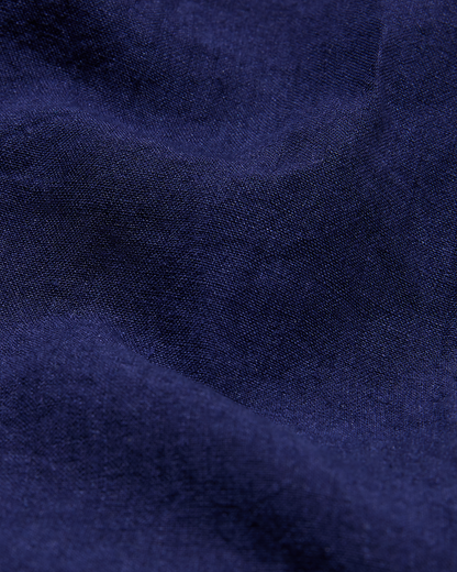 Laundered Linen Double Breasted Suit Navy Blue