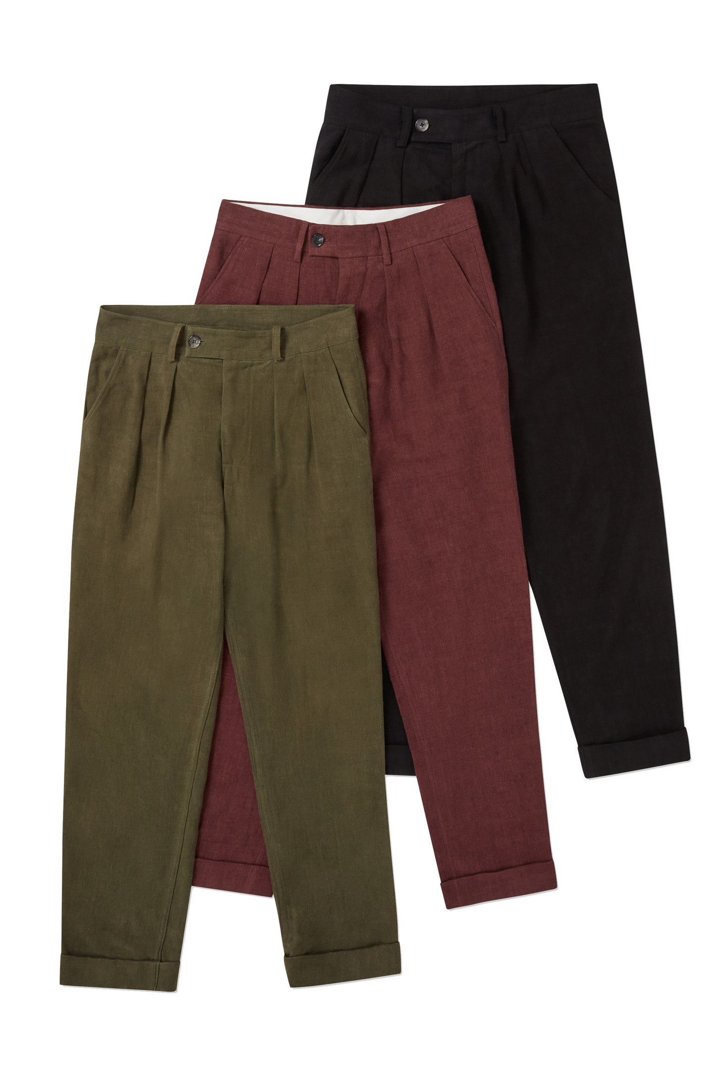 Linen Wool Double Pleated Trousers Oxide Red
