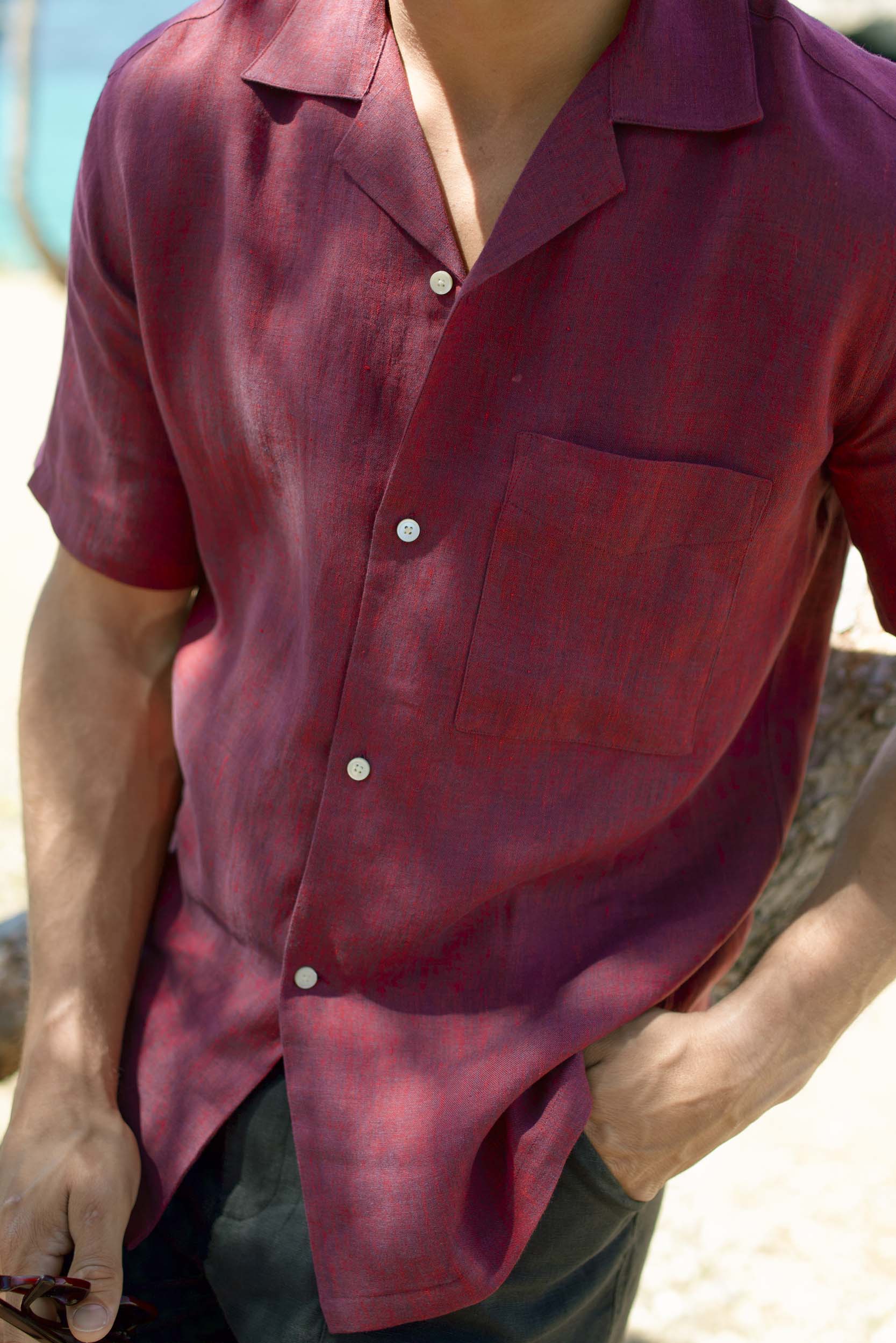 Linen Cuban Shirt Lava