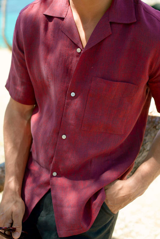Linen Cuban Shirt Lava