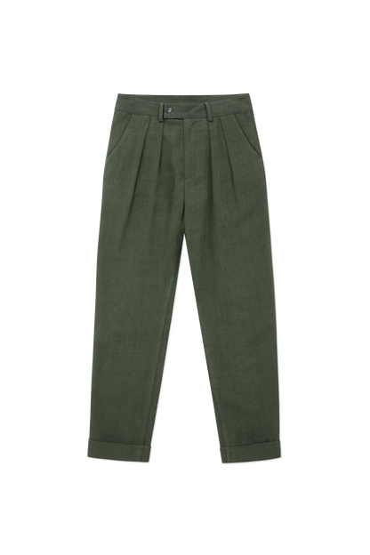 Double Pleated Trouser Dusty Green