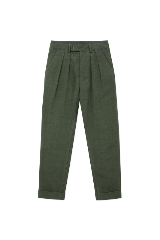 Double Pleated Trouser Dusty Green