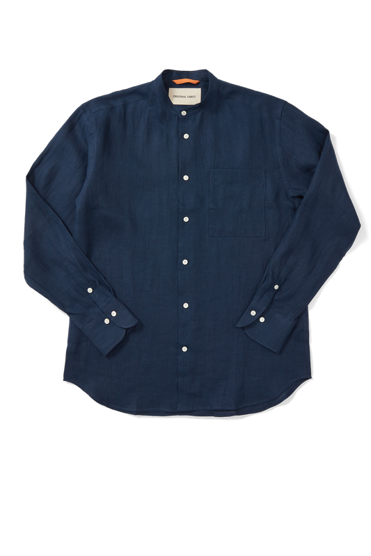 Midweight Linen Grandpa Shirt Navy