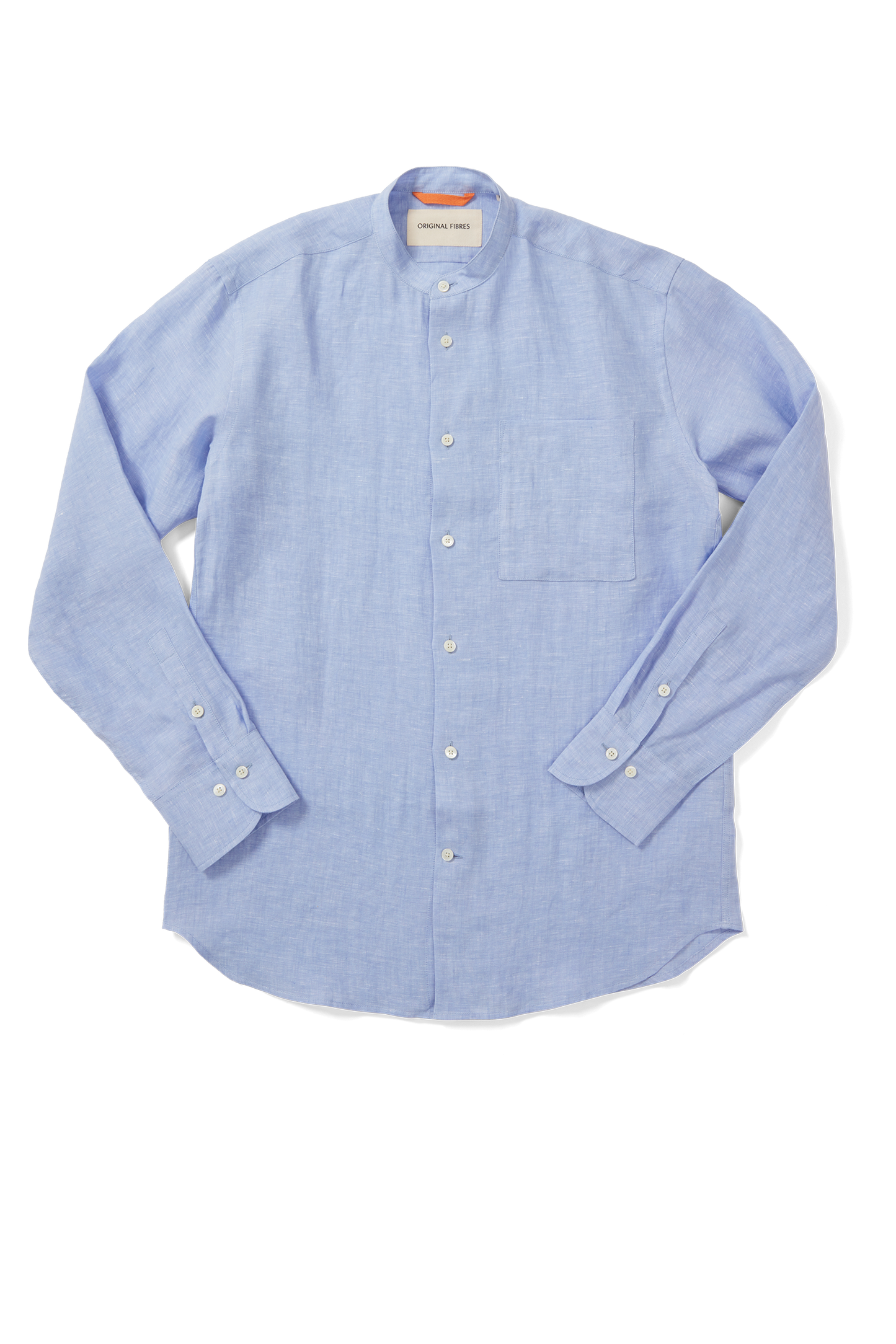 Midweight Linen Grandpa Shirt Light Blue Yarn-Dye