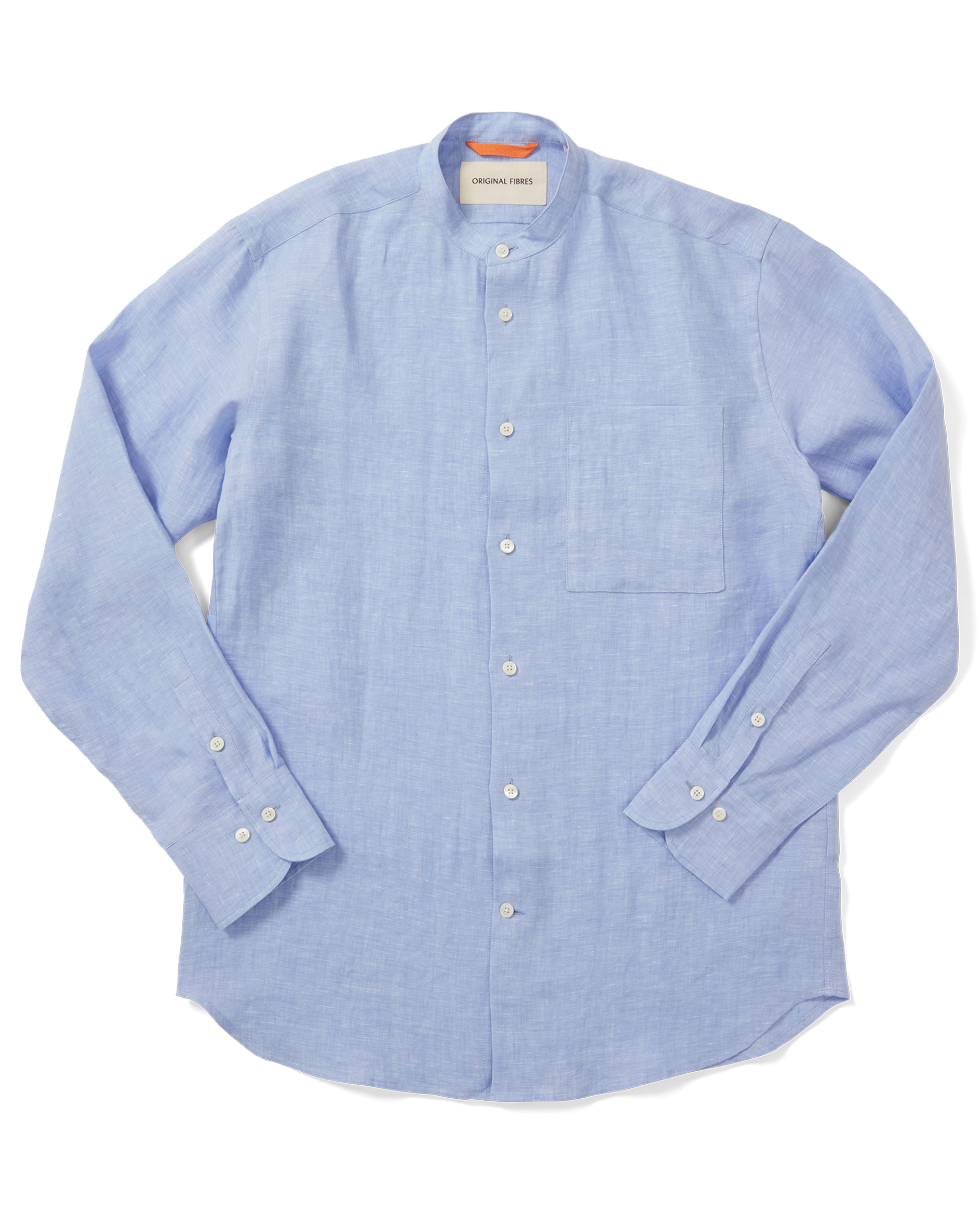 Linen Grandpa Shirt Light Blue Yarn-Dye