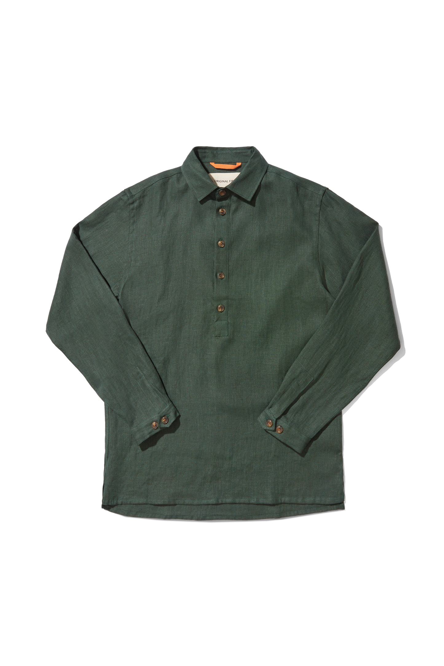 Heavy Linen Long Sleeve Smock Forest Green