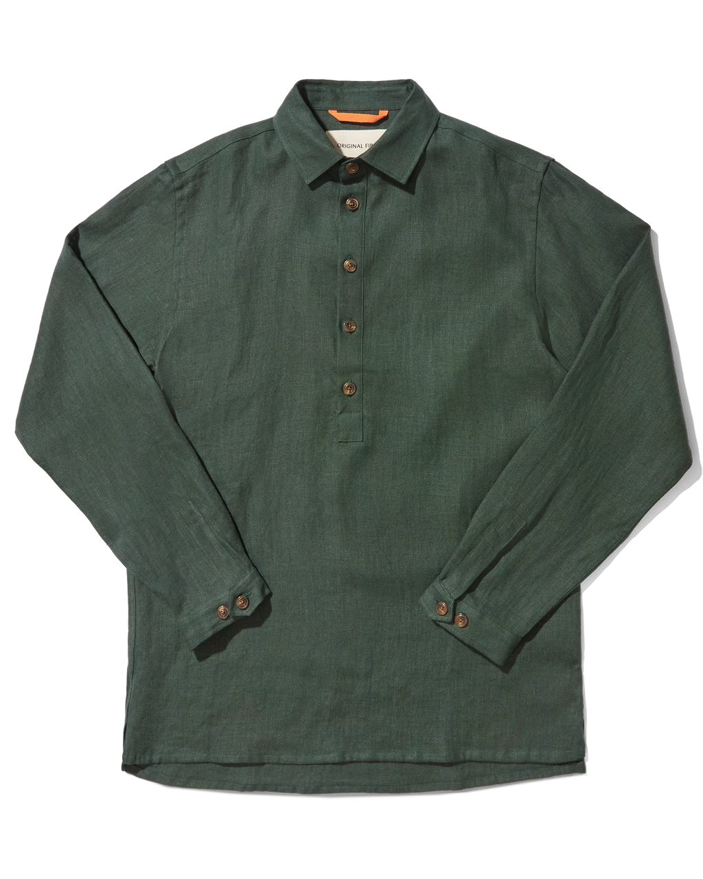 Heavy Linen Long Sleeve Smock Forest Green