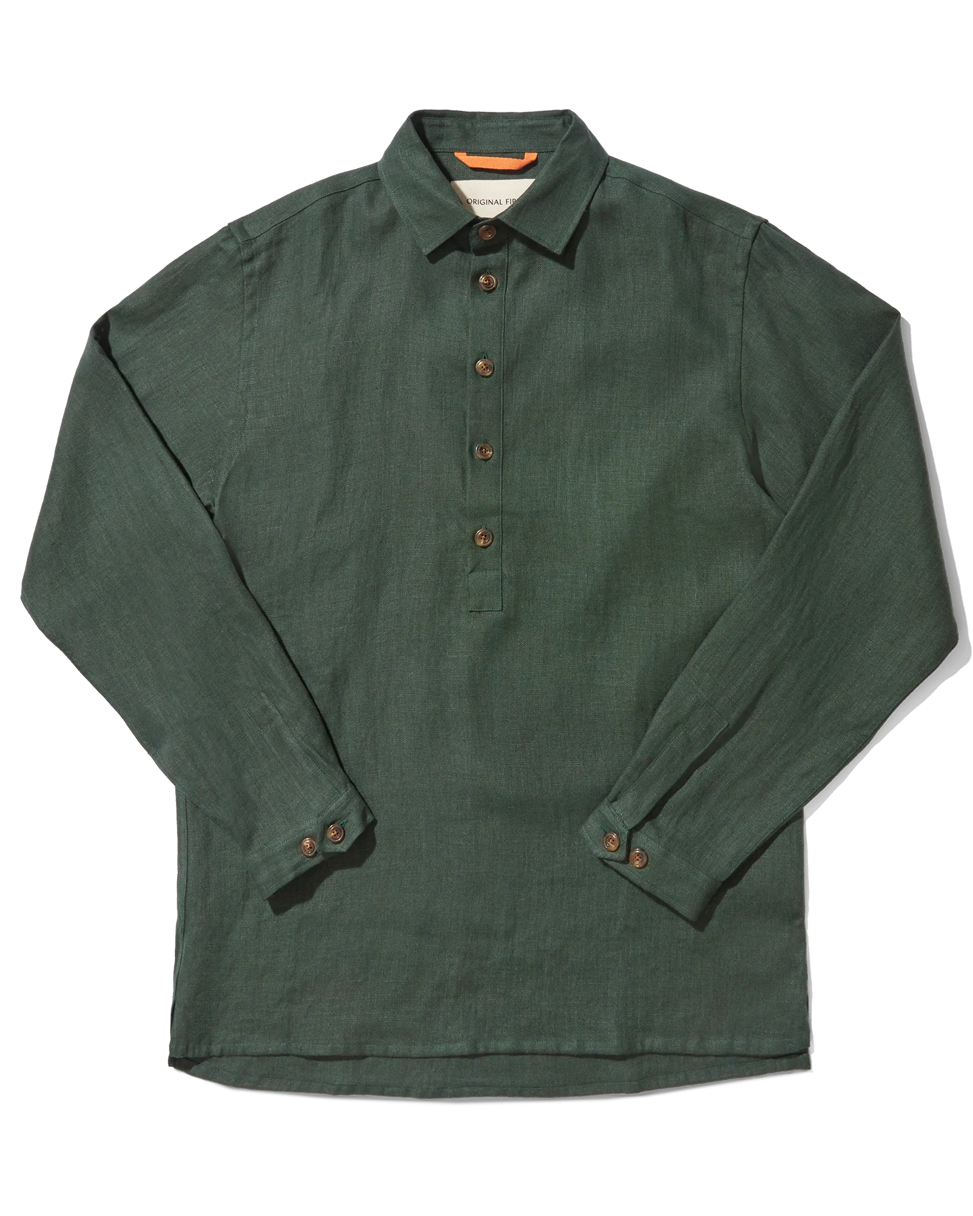 Heavy Linen Long Sleeve Smock Forest Green