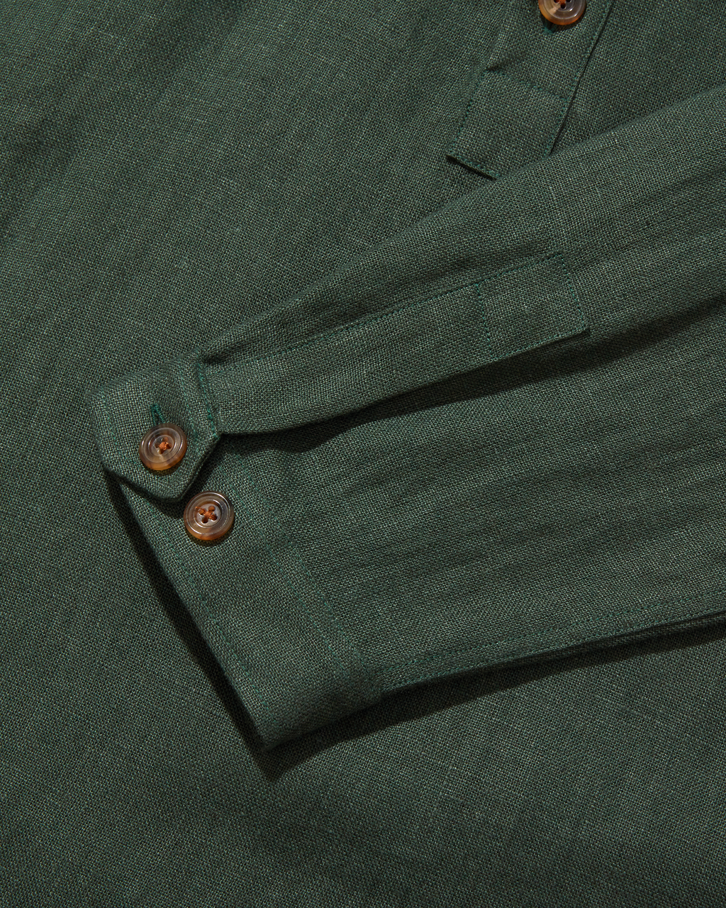 Heavy Linen Long Sleeve Smock Forest Green