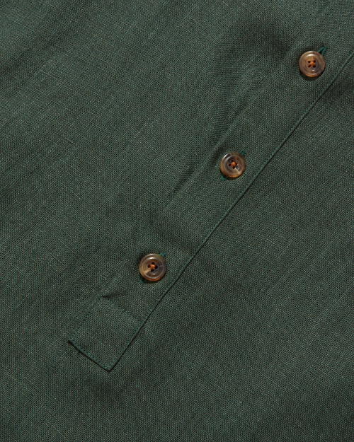 Heavy Linen Long Sleeve Smock Forest Green