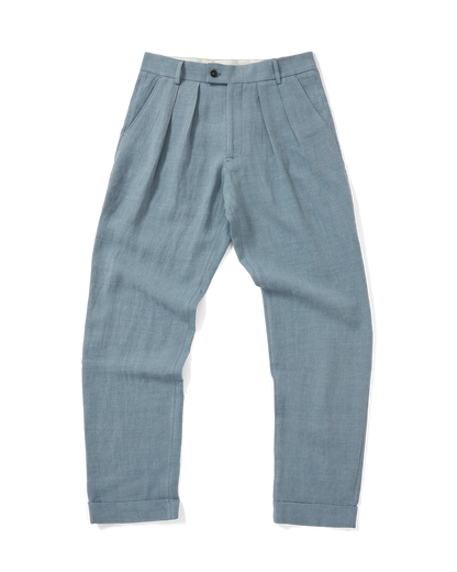 Double Pleated Trouser Blue Grey