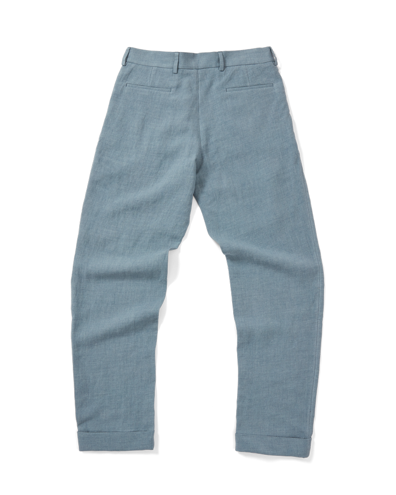 Double Pleated Trouser Blue Grey