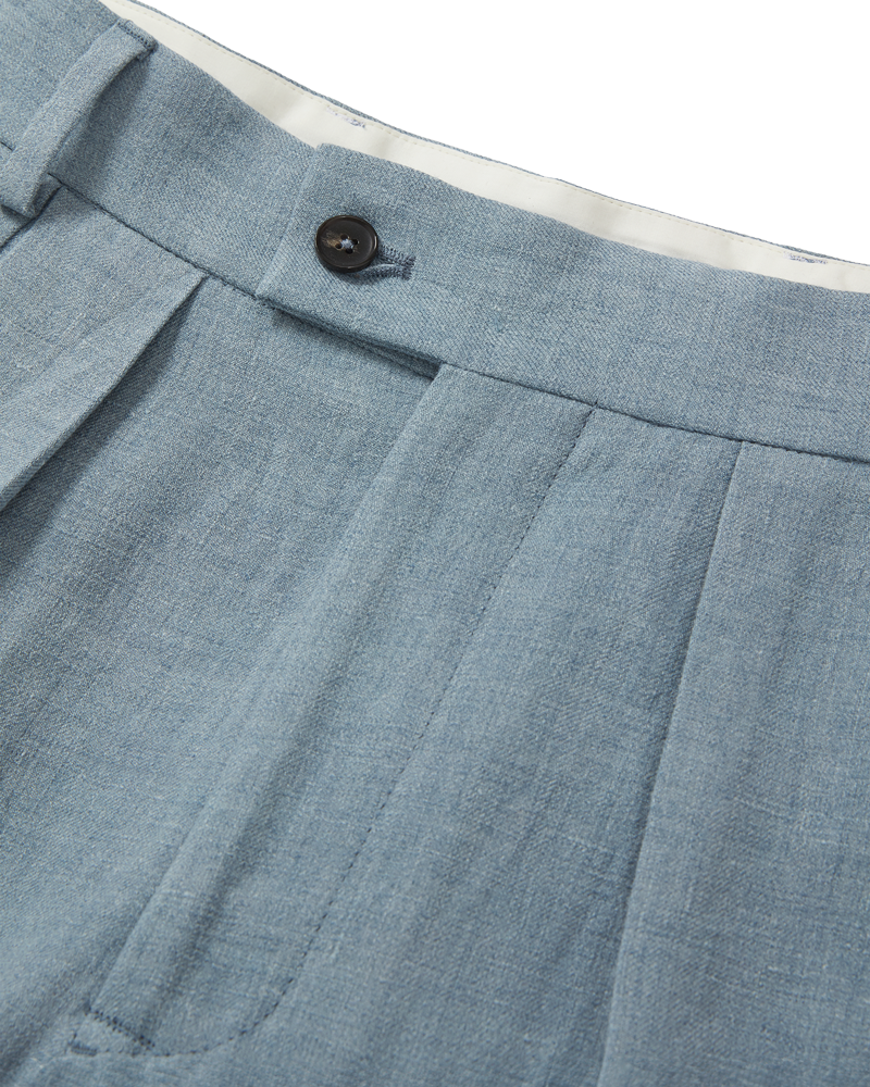 Double Pleated Trouser Blue Grey