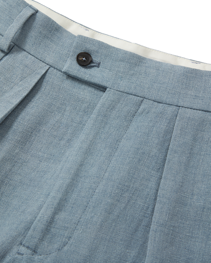 Double Pleated Trouser Blue Grey