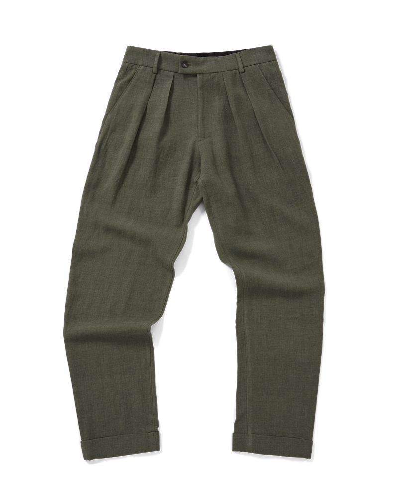 Double Pleated Trouser Dusty Green