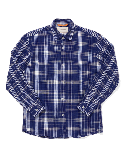 Heavy Linen Long Sleeve Utility Overshirt Bevington Check