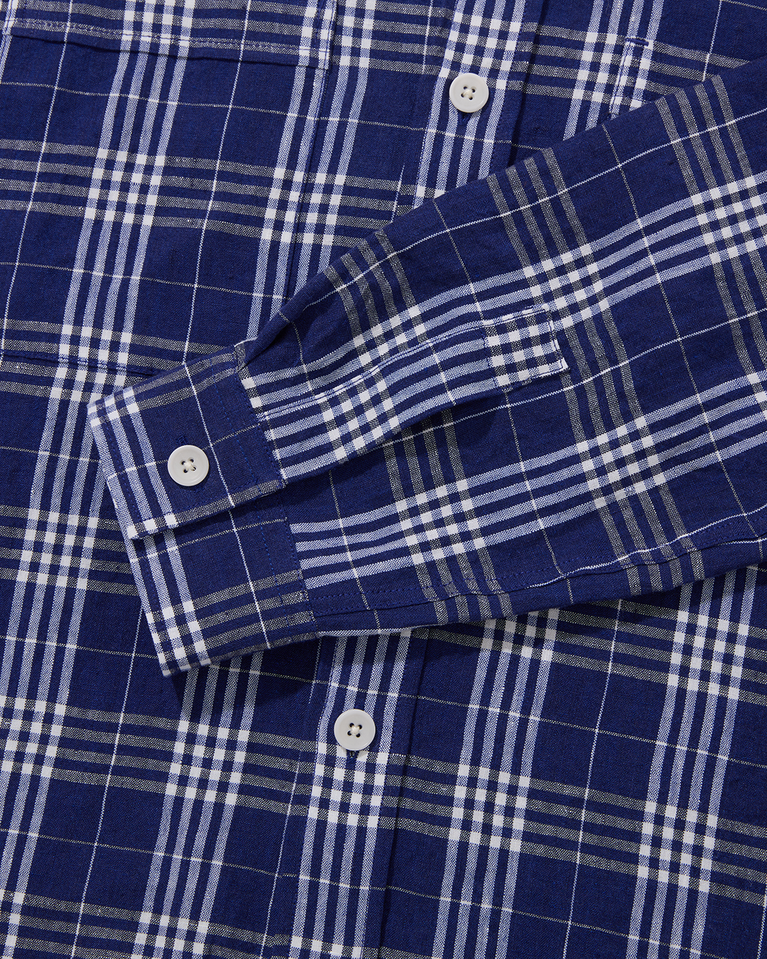 Heavy Linen Long Sleeve Utility Overshirt Bevington Check