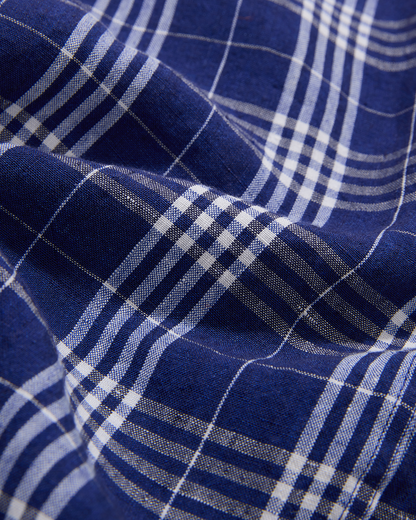 Heavy Linen Long Sleeve Utility Overshirt Bevington Check