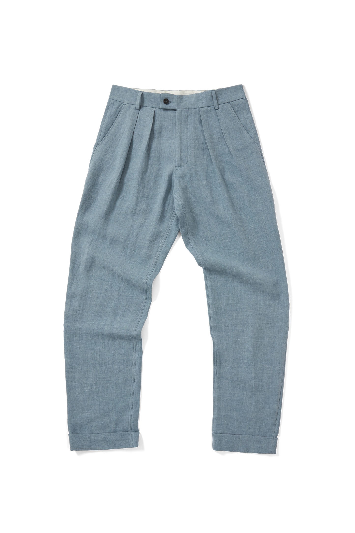 Double Pleated Trouser Blue Grey