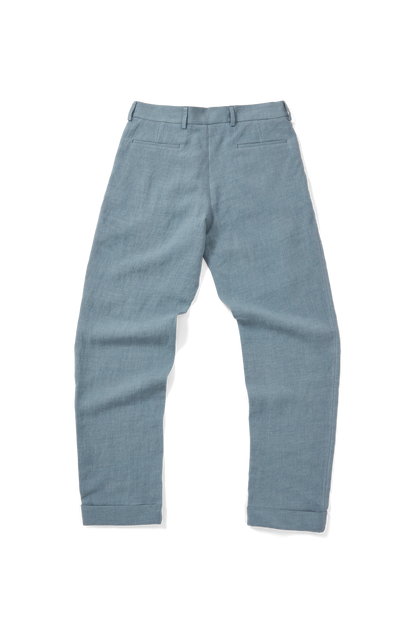 Double Pleated Trouser Blue Grey