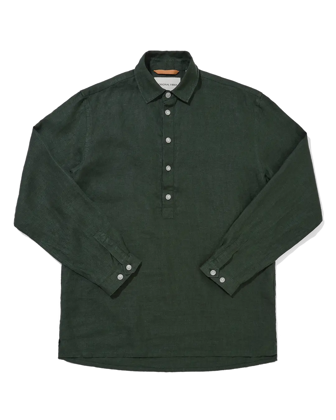 Heavy Linen Long Sleeve Smock Forest Green