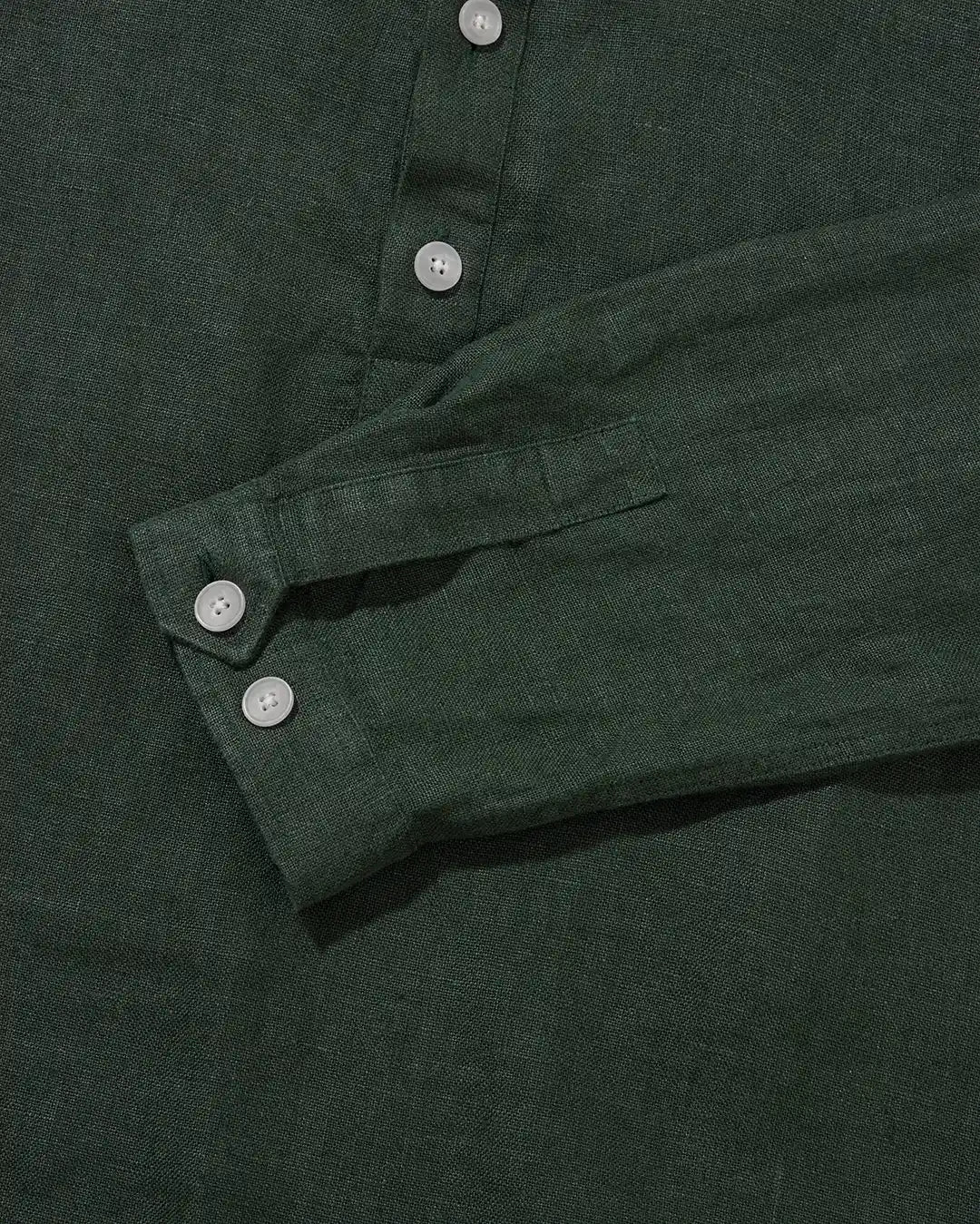 Heavy Linen Long Sleeve Smock Forest Green