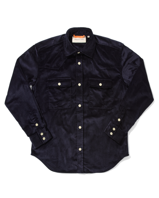 Heavy Corduroy Western Overshirt Dark Navy