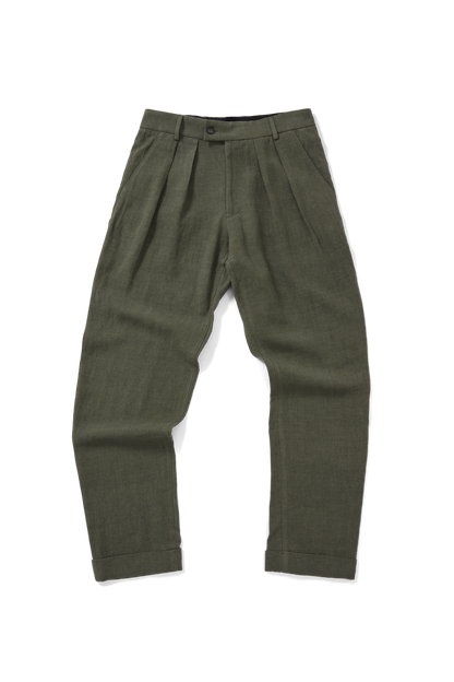 Double Pleated Trouser Dusty Green