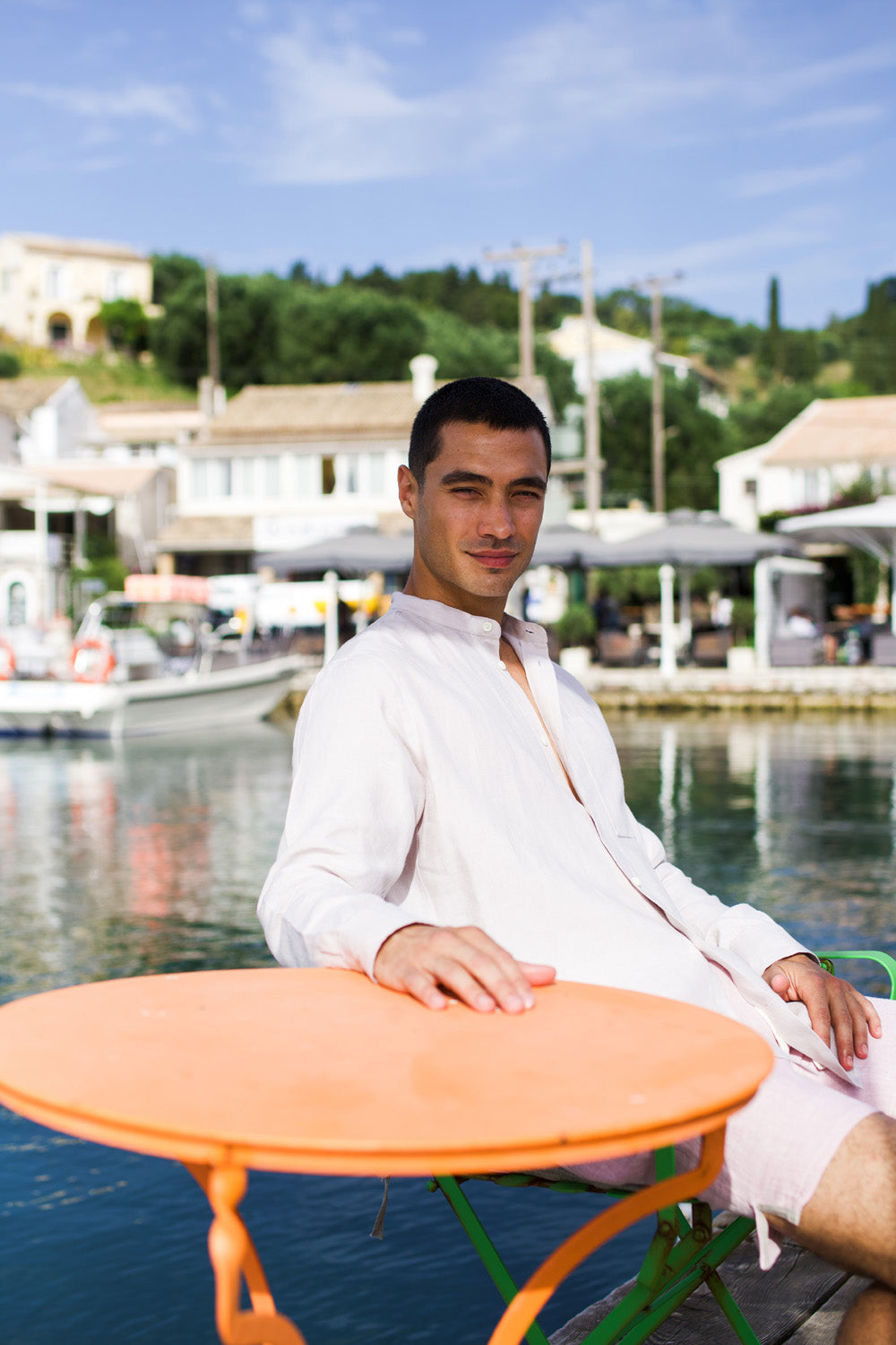 Linen Grandpa Shirt Stone