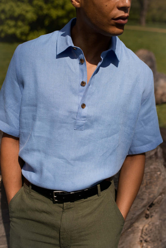Short Sleeve Smock Light Blue