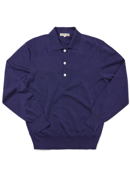 Merino Long Sleeve Polo Conduit Blue