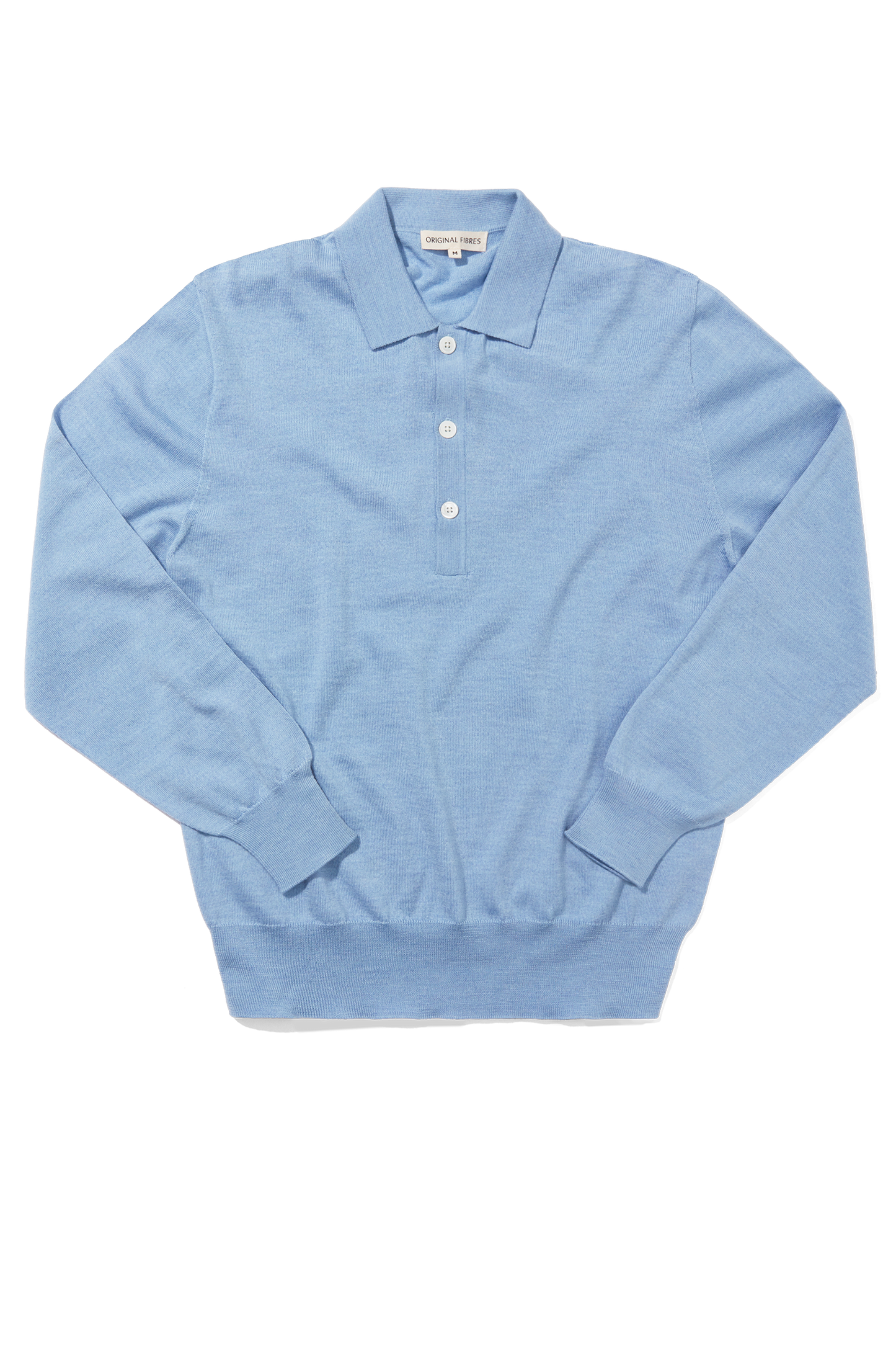 Merino Long Sleeved Polo Powder Blue
