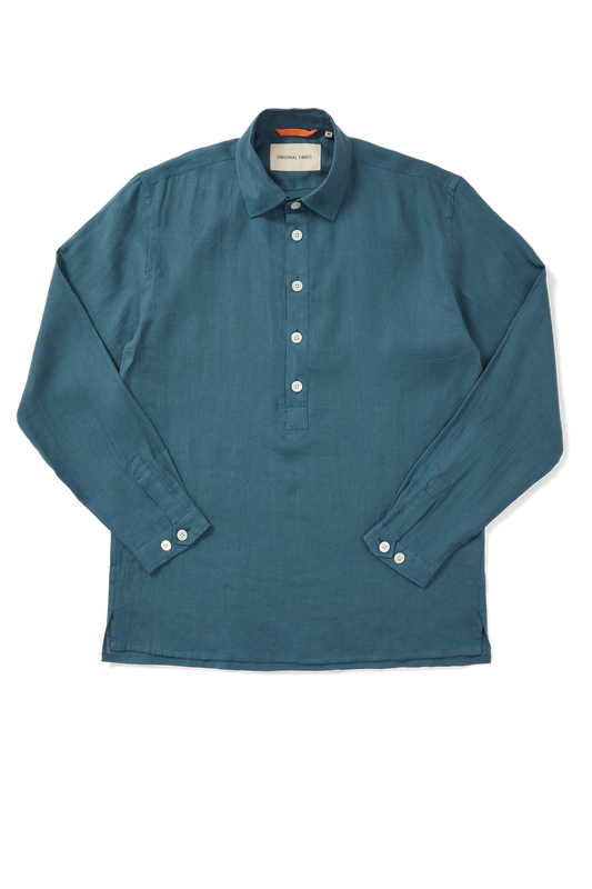 Midweight Linen Long Sleeve Smock Teal
