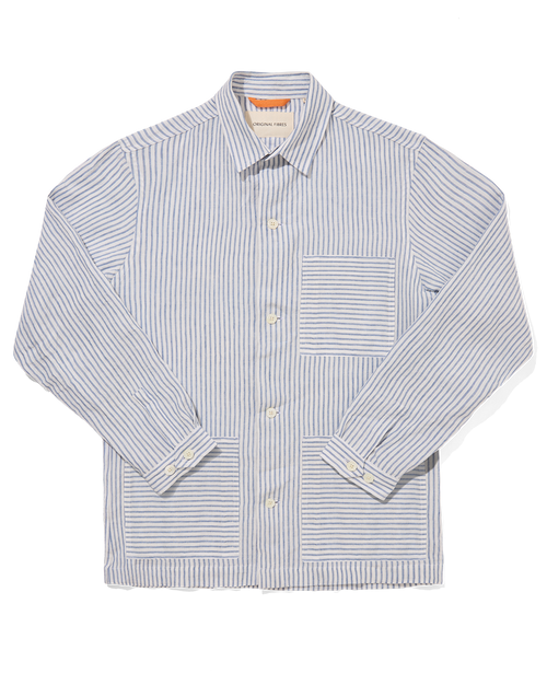 Linen Beach Jacket Ocean Stripe