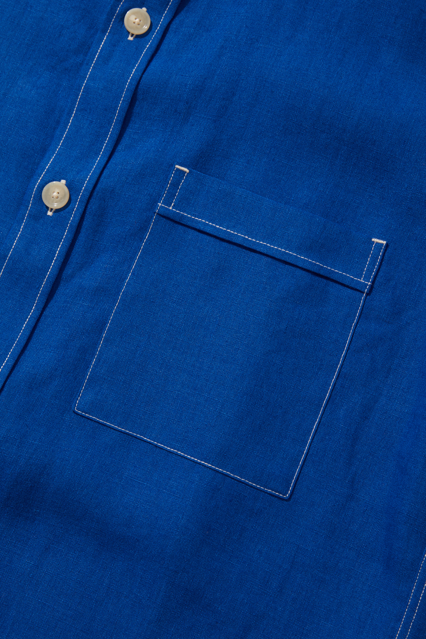 Linen Long Sleeve Utility Overshirt French Blue