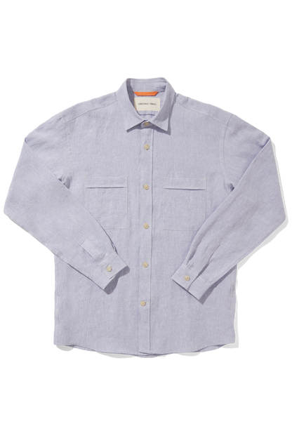 Linen Long Sleeve Utility Overshirt Thistle