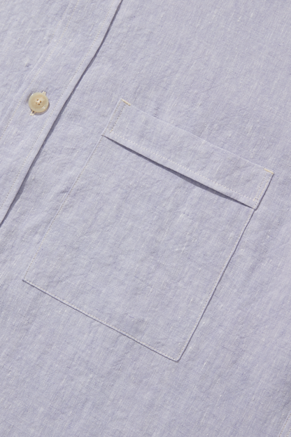 Linen Long Sleeve Utility Overshirt Thistle