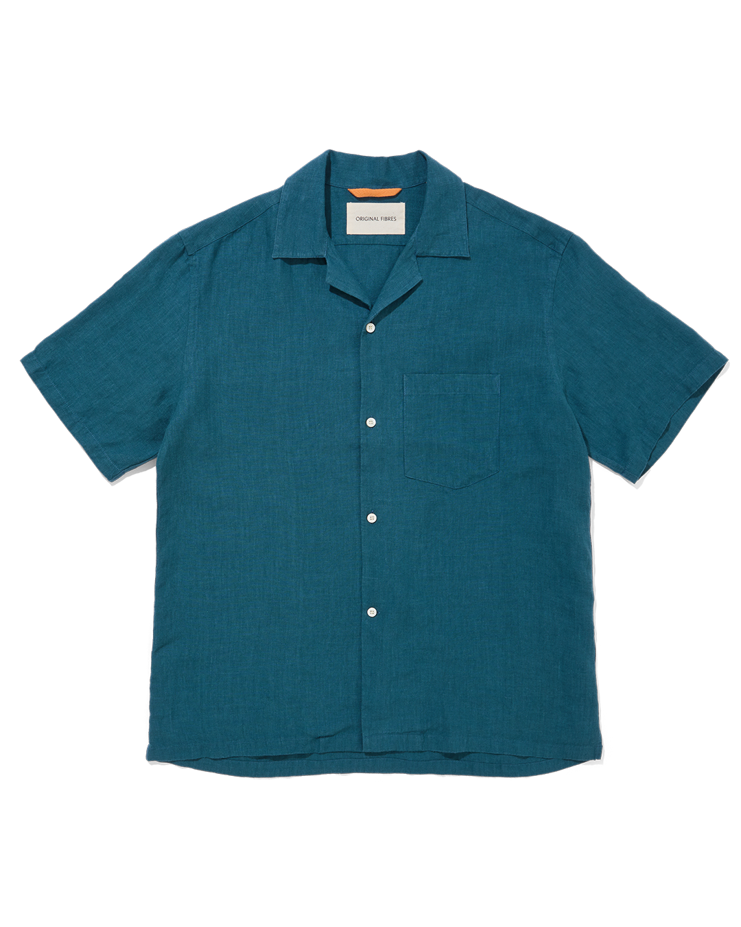 Linen Short Sleeve Cuban Shirt Petrol