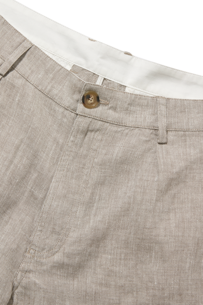 Single Pleated Shorts Oatmeal Yarn-Dye