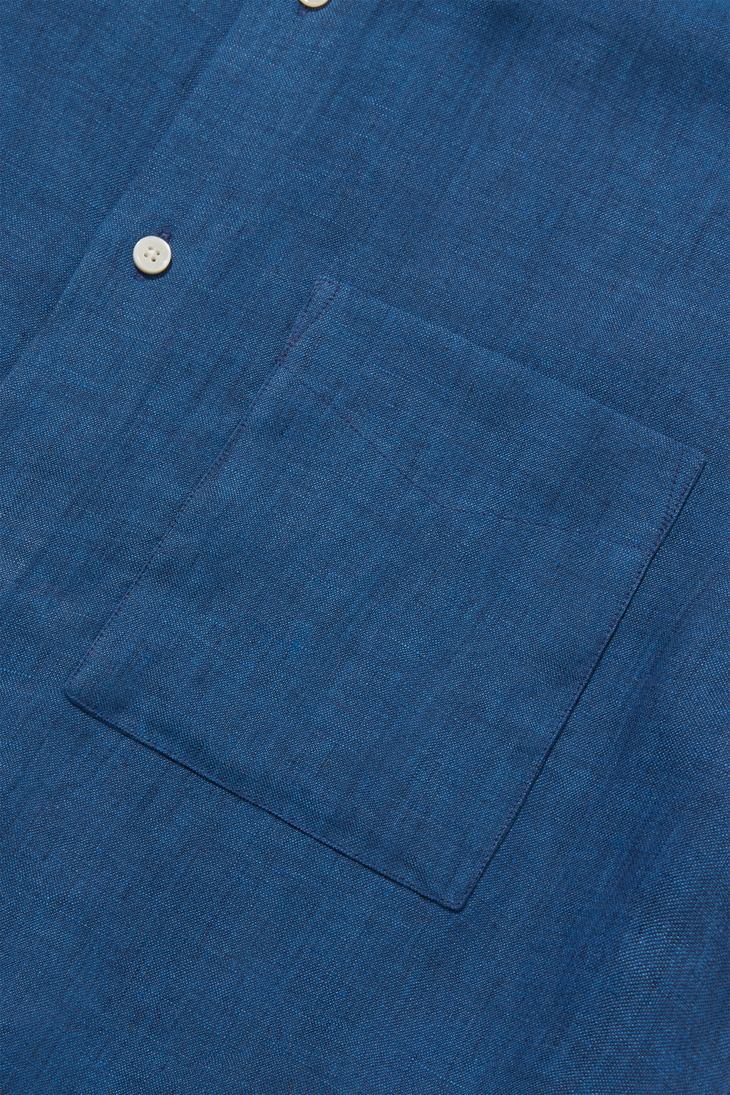 Linen Holiday Grandpa Shirt Blue Cross Yarn Dye