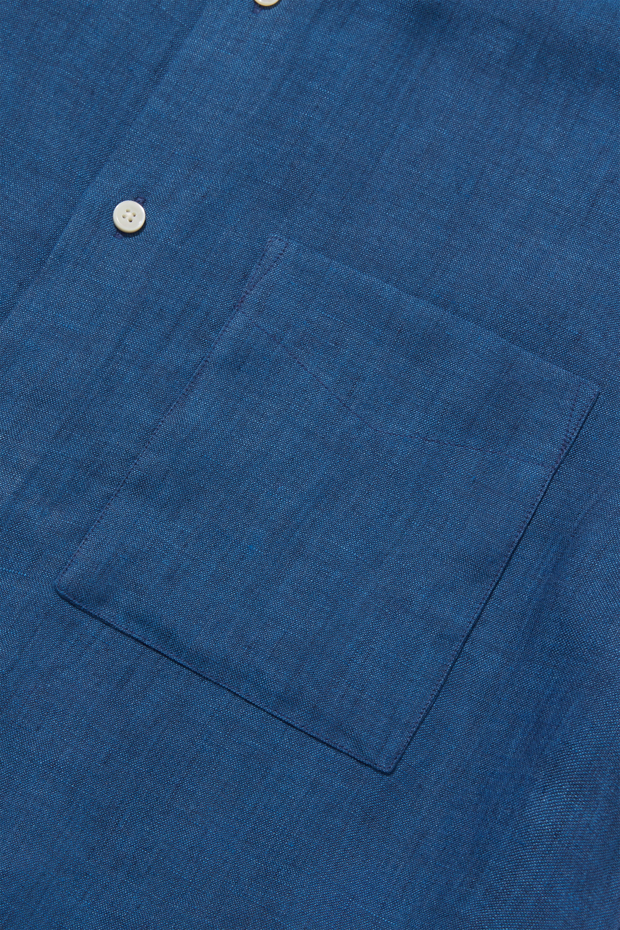 Linen Holiday Grandpa Shirt Blue Cross Yarn Dye