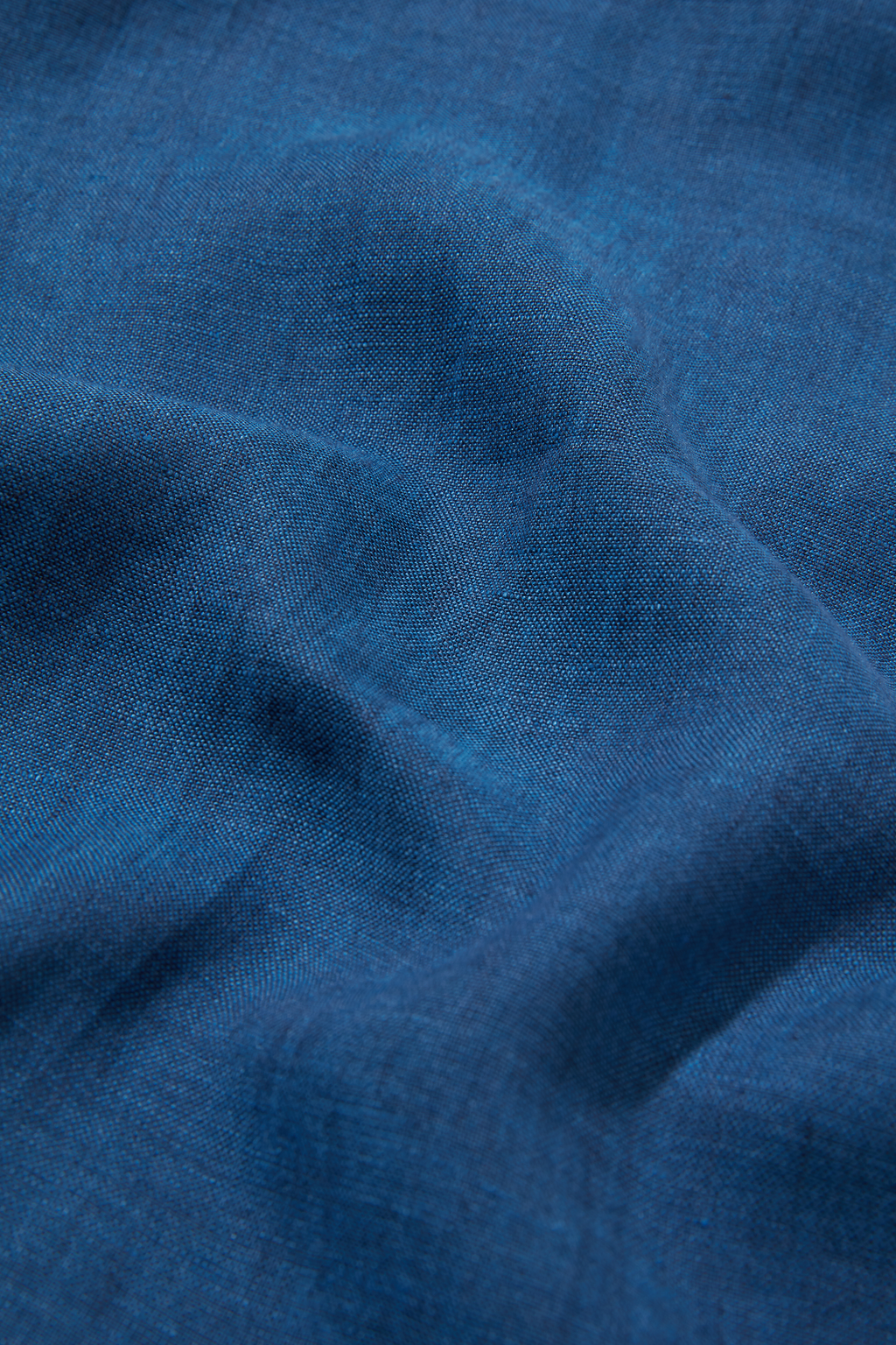 Linen Holiday Grandpa Shirt Blue Cross Yarn Dye