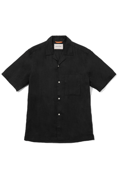 Linen Cuban Shirt Washed Black