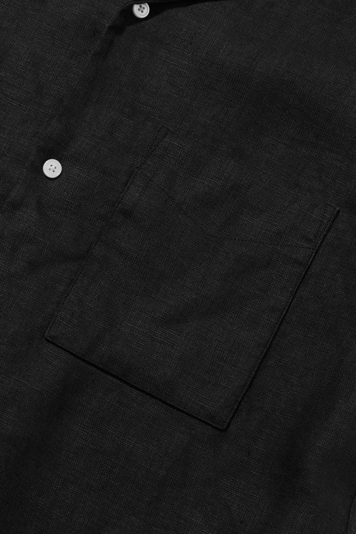 Linen Cuban Shirt Washed Black
