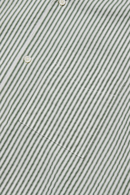 Tencel Cuban Shirt Green Stripe