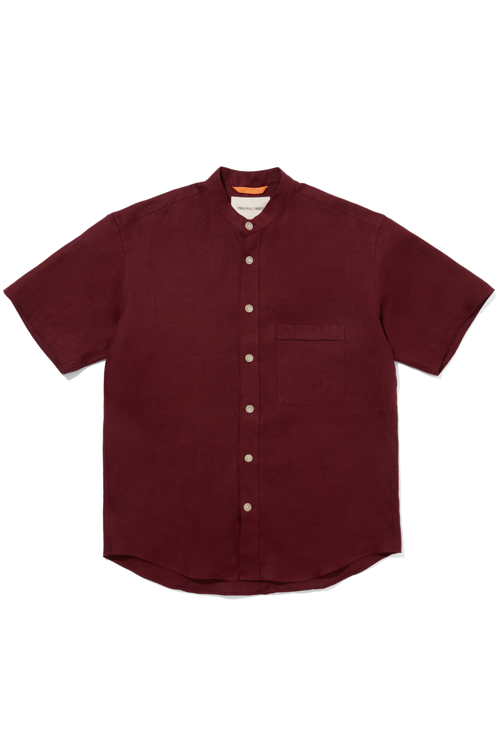 Linen Short Sleeve Utility Grandpa Wine Red