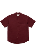 Linen Short Sleeve Utility Grandpa Wine Red