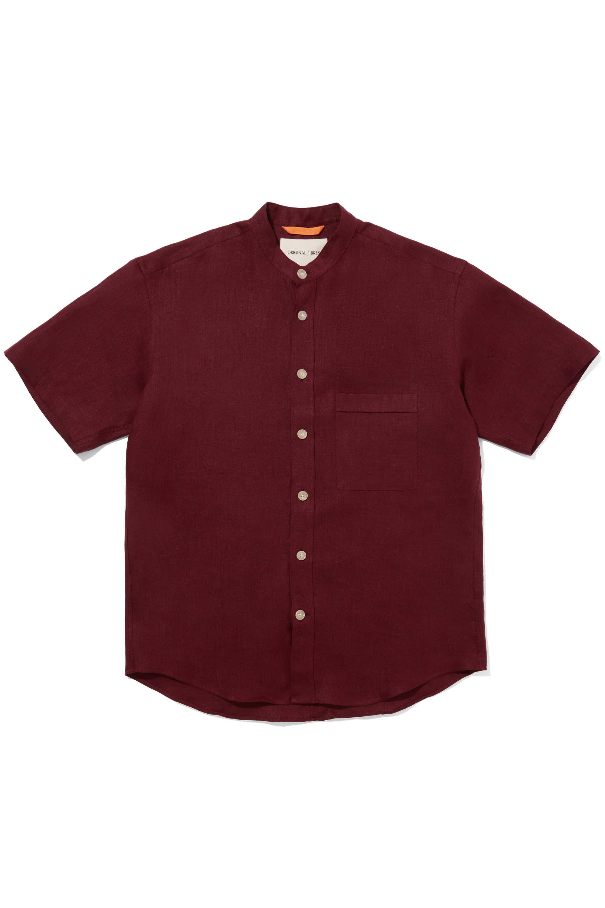Linen Short Sleeve Utility Grandpa Wine Red